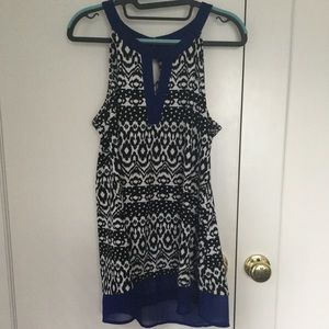 Blue and Black Pattern Tank Dress